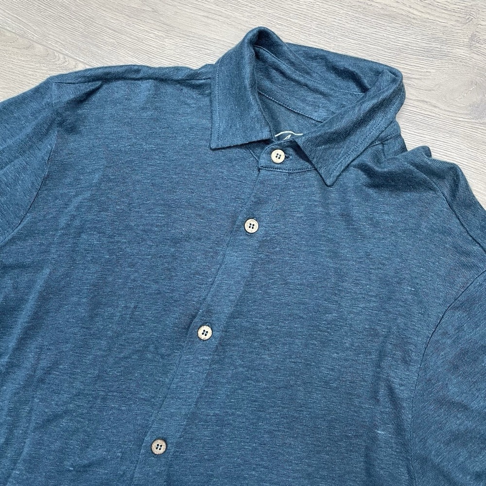 Alex Crane Teal Blue S/S Linen Button Up Shirt Men Sz XS NWOT Casual